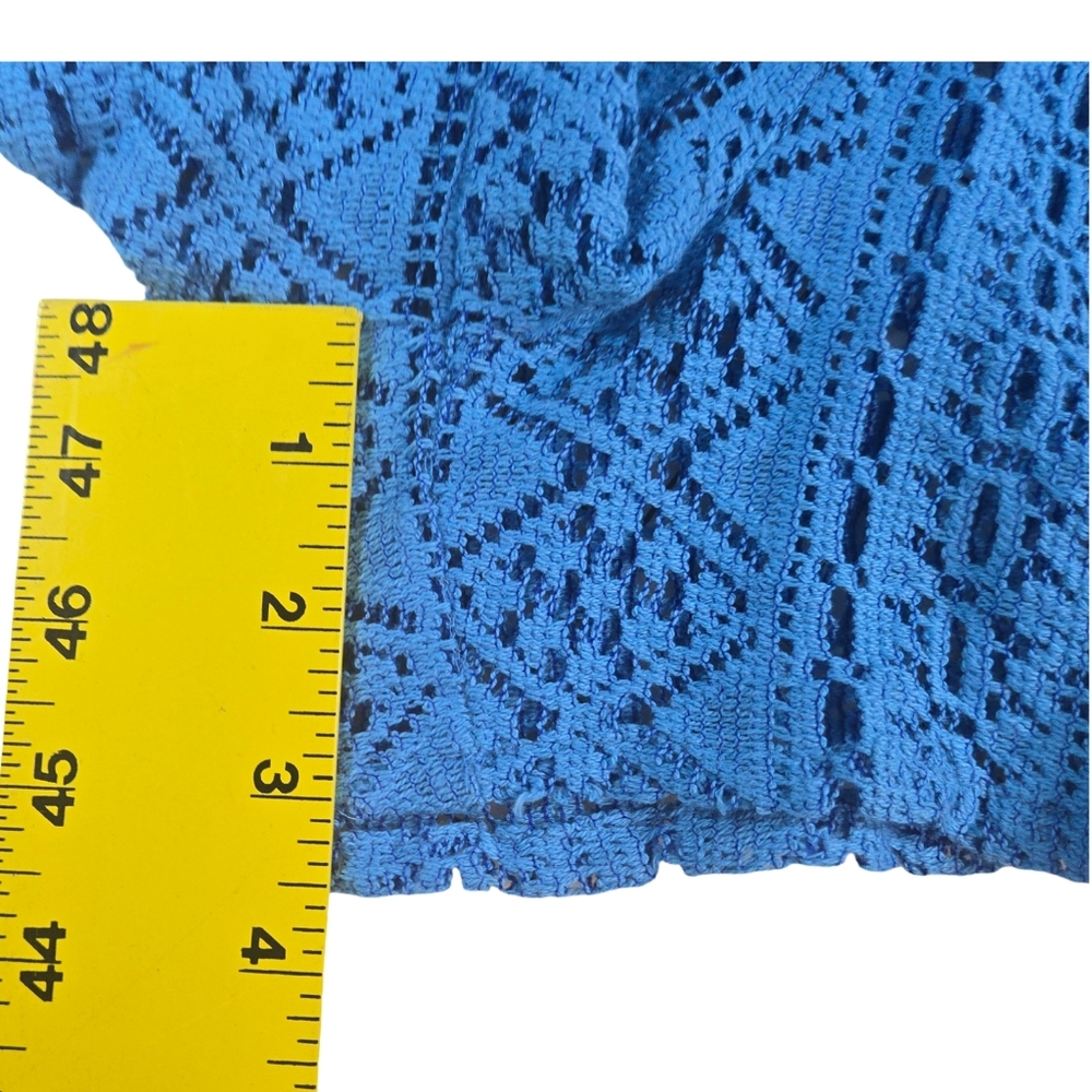 Japna High Waist Boho Crochet Blue Lace Shorts Swim Cover Size M - Picture 4 of 7
